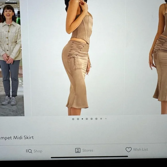 House of CB Lace-up Satin Trumpet Midi skirt - Picture 4 of 7